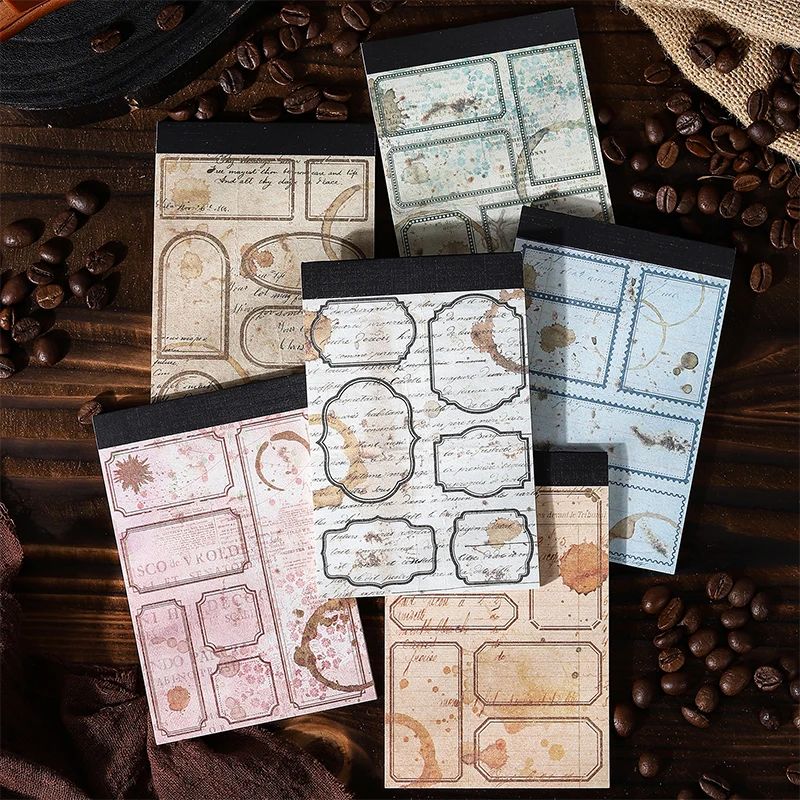 30 Vintage Coffee theme Decorative Scrapbooking hand made Background paper memo pad Craft Supplies