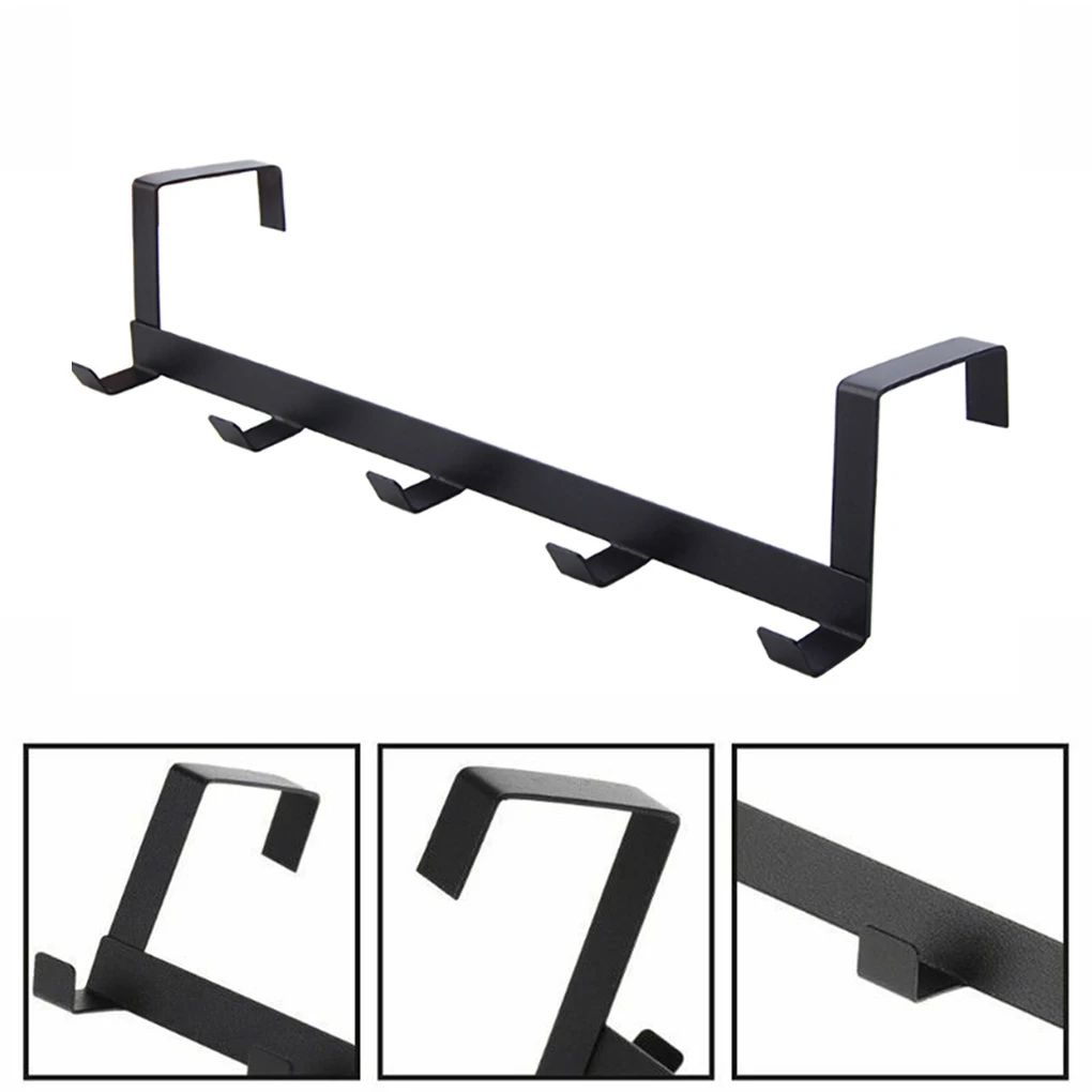 Door hook Over The Door Towel Hanger Rack Home Kitchen Bedroom Bathroom Door-mounted Towel Hook Holder Black
