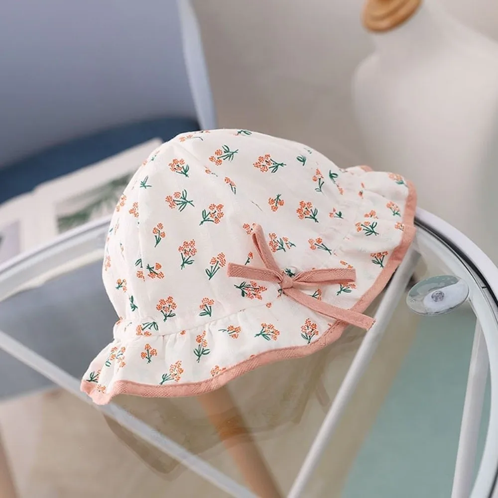 Cute Breathable Baby Hat Drawstring Visors Lovely Bow Kids Sun Hat Sun Visors Comfortable Infant Hat Outdoor