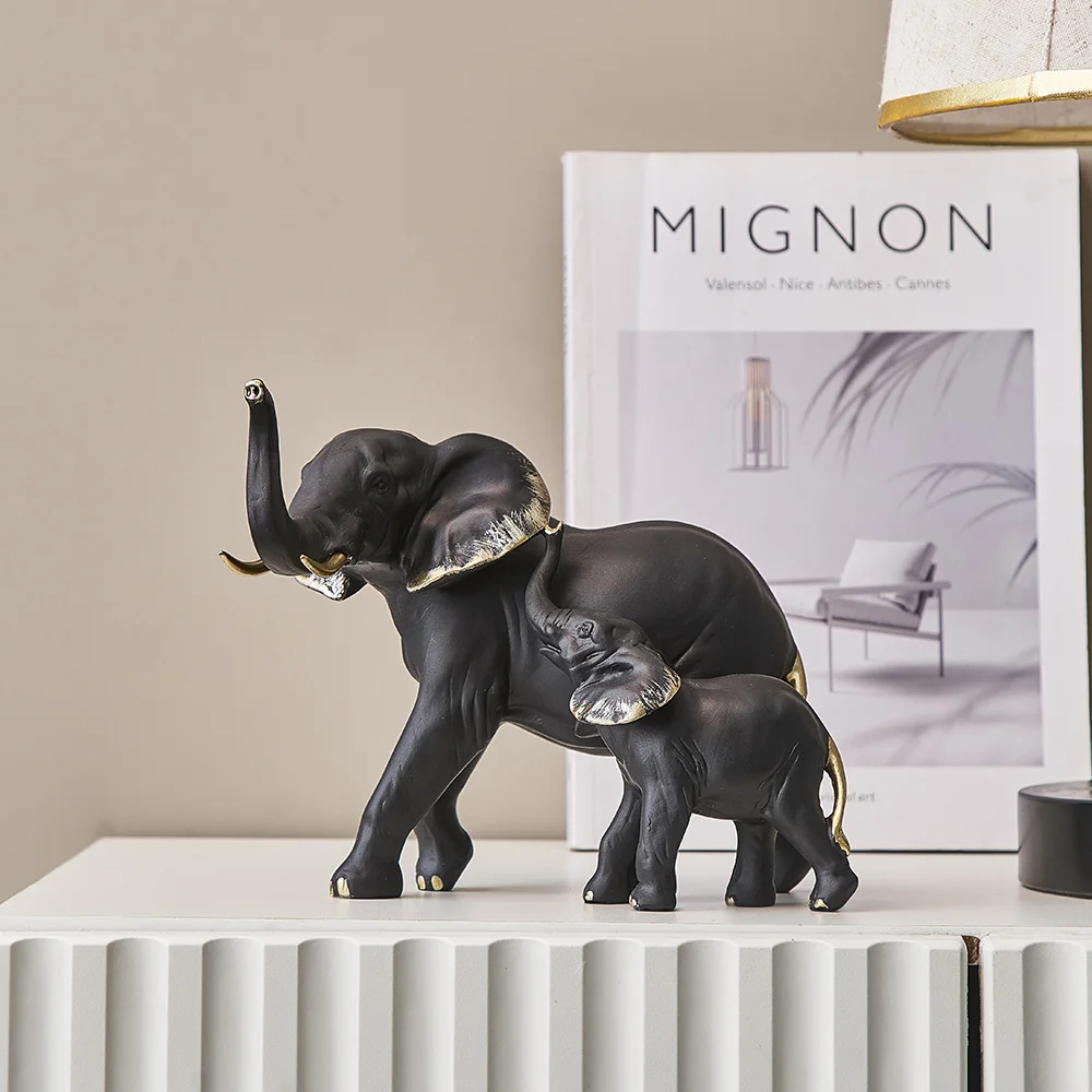 2pcs Creative Elephant Statues & Figurines Modern Decor Animal Sculpture Living Room Table Ornaments Resin Crafts