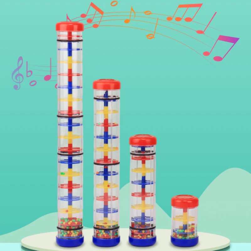 Baby Rain Stick Rainbow Hourglass Rain Music Instrument Toys Rattle Baby Educational Montessori Sensory Toy for Kids 6 12 Months 3