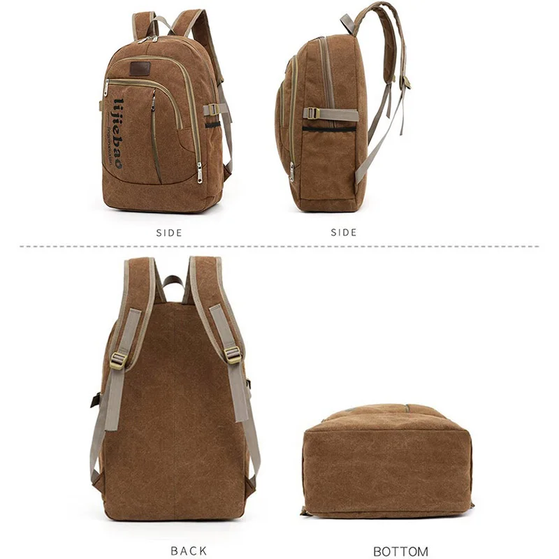 2024 New Canvas Backpack Korean Edition Casual Men's And Women's Campus Backpack Foldable Design Soft Hiking Travel Backpack
