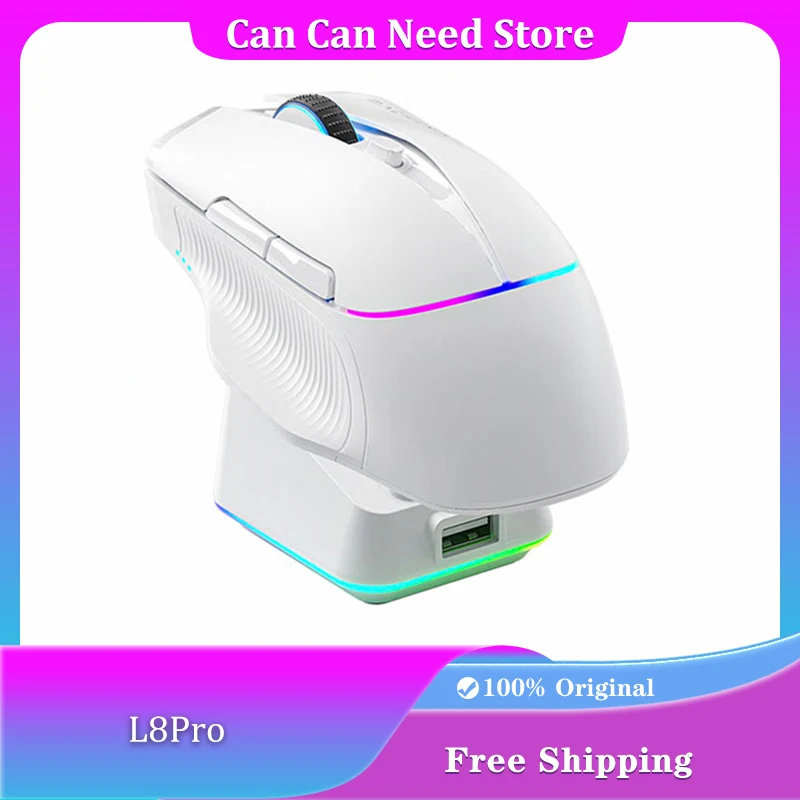 L8 Pro Gaming Mouse RGB Magnetic Charging Base Wireless Mouse Three Mode 8K PAW3395 Sensor Low Latency PC Gamer Gift