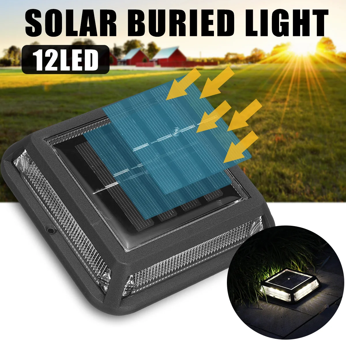 

Waterproof 12 LED Solar Outdoor Ground Light Pathway Lawn Yard Stair Garden Lamp