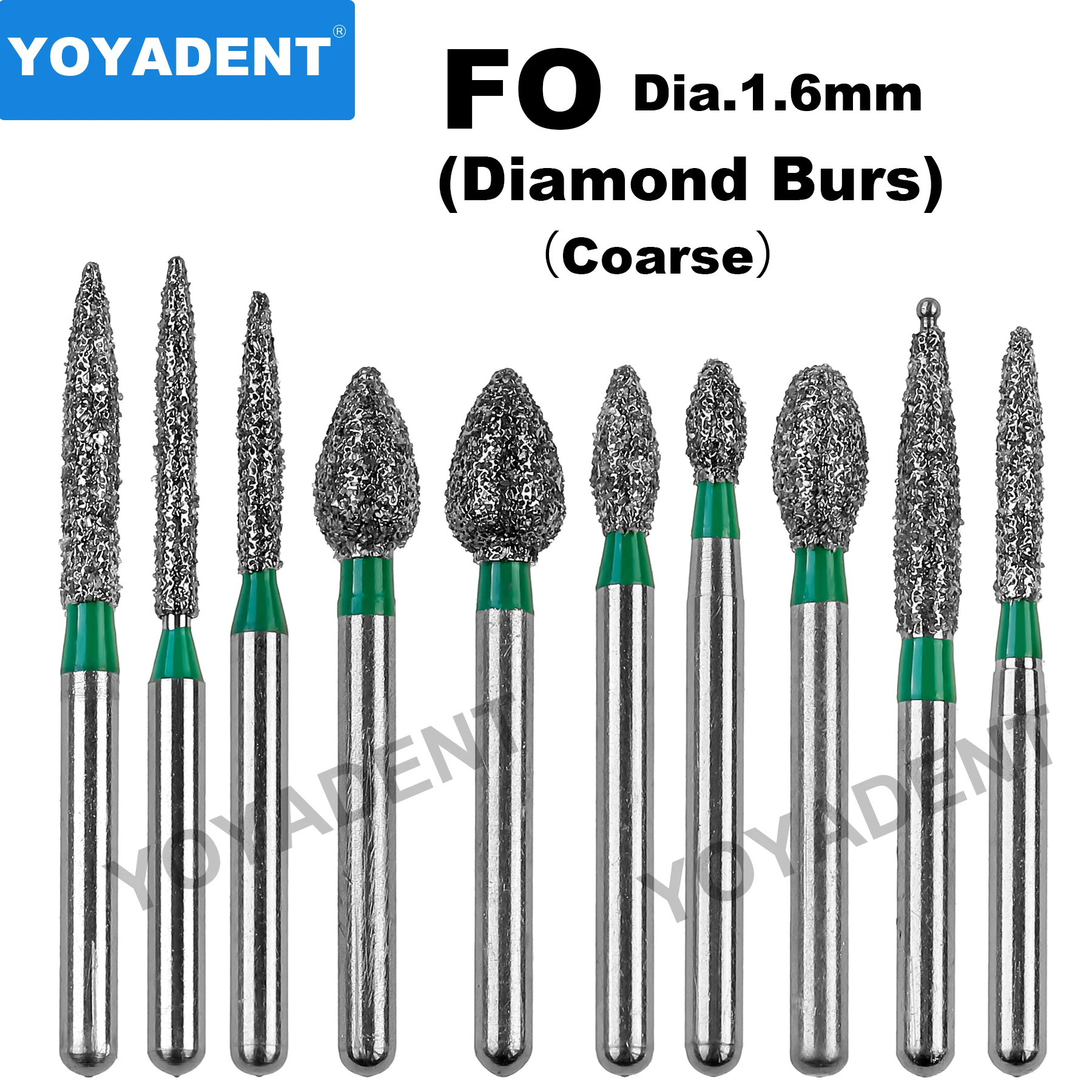 Dental Diamond Burs 1.6mm 10pcs/Pack for High Speed Handpiece Lab Polishing dental diamond burs