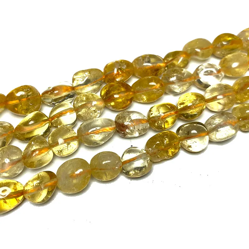 Natural Gemstone Yellow Citrine 8-10mm Irregular Stone Beads Crystal Charms Diy Women Bracelet Necklace for Jewelry Making 15''
