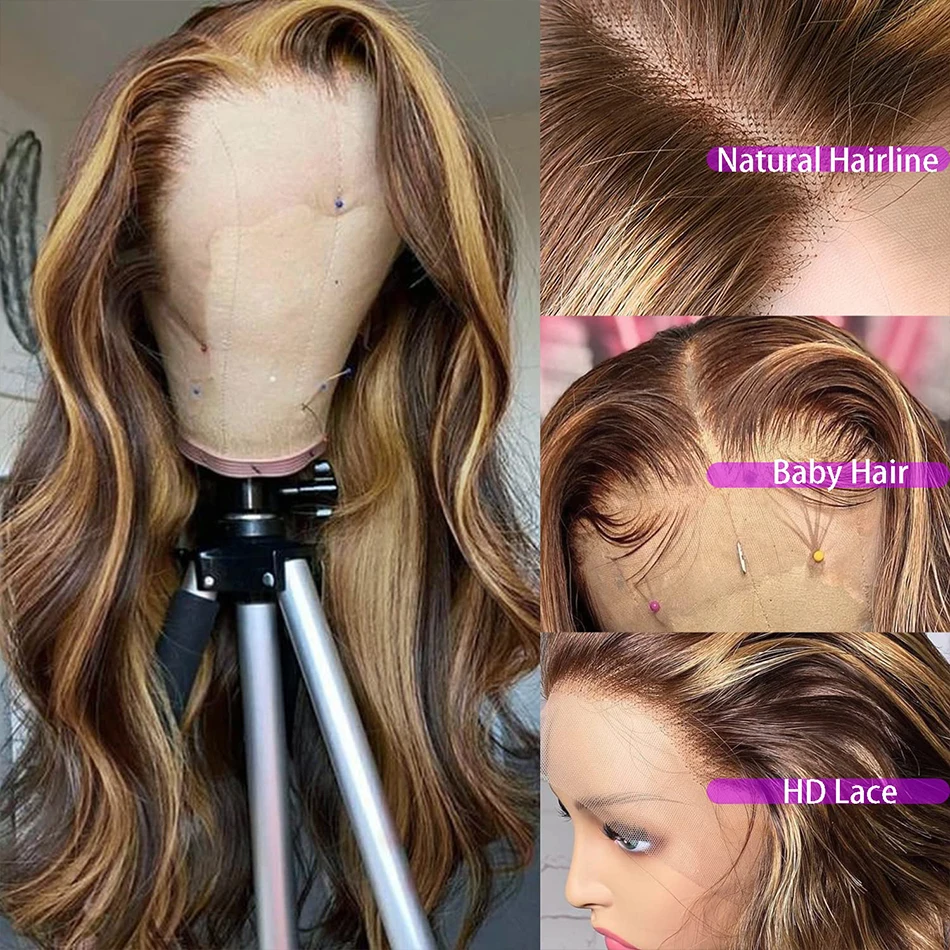 Body Wave P/427 Honey Blonde Highlight Wig Human Hair 13x4 13x6 Lace Front Human Hair Wigs Lace Frontal Wig For Black Women Wigs 4