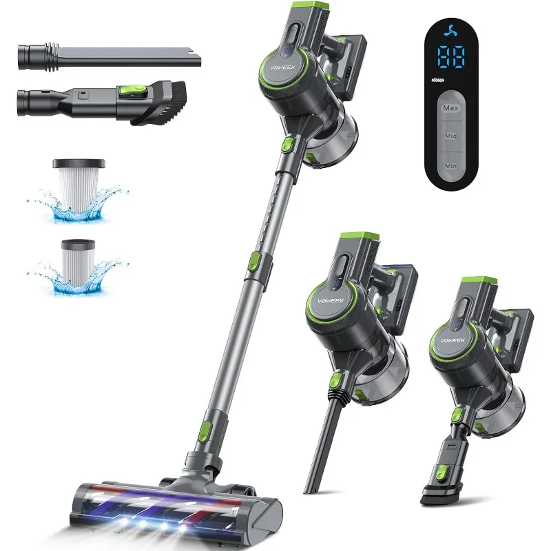 

Voweek Cordless Vacuum Cleaner, 6 in 1 Lightweight Stick Vacuum with 3 Power Modes, LED Display, Powerful Vacuum Cleaner Up