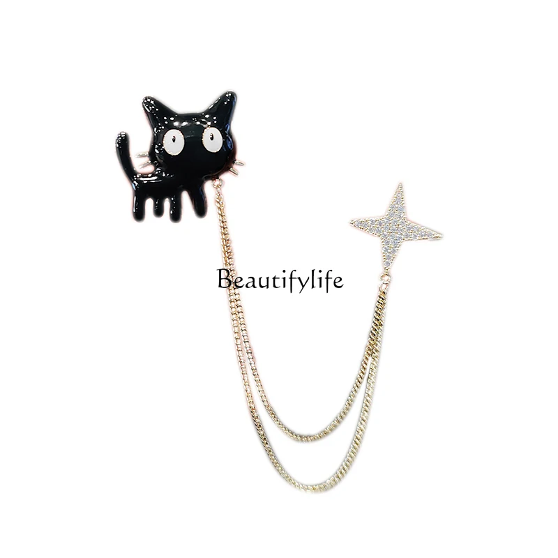

Cute Kitten Brooch Personality Tassel XINGX Pin Sweater Accessories