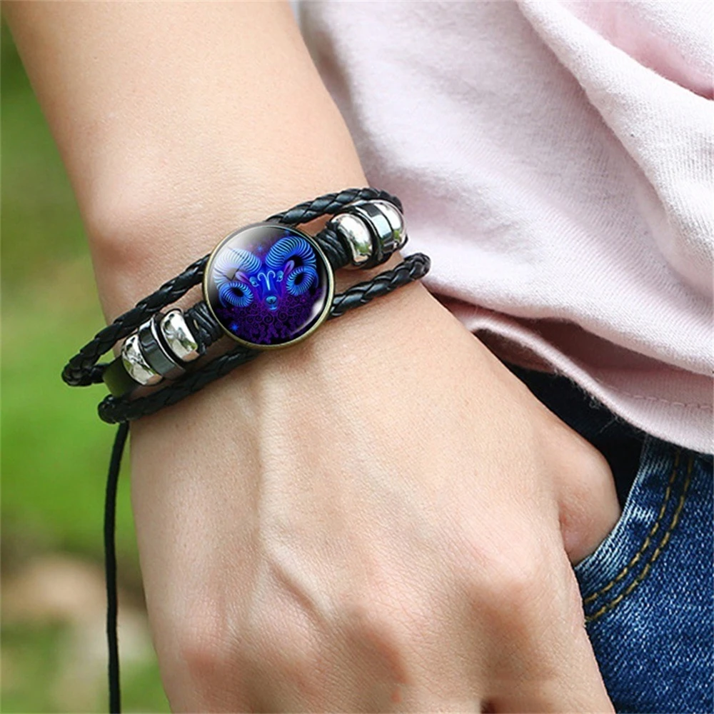 Multilayer Black Leather Bracelet | Glitters