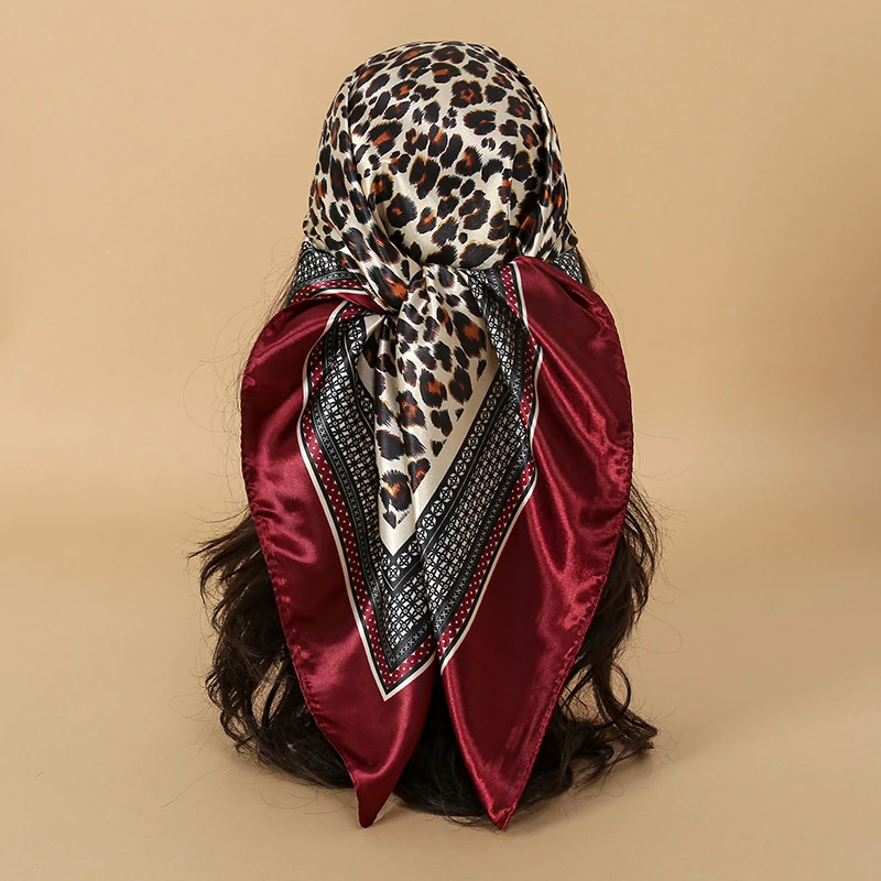 90x90CM Square Scarf New Luxury Design Popular Silk Style The Four Seasons Scarves Women Sunscreen Beach Kerchief Hijab 5