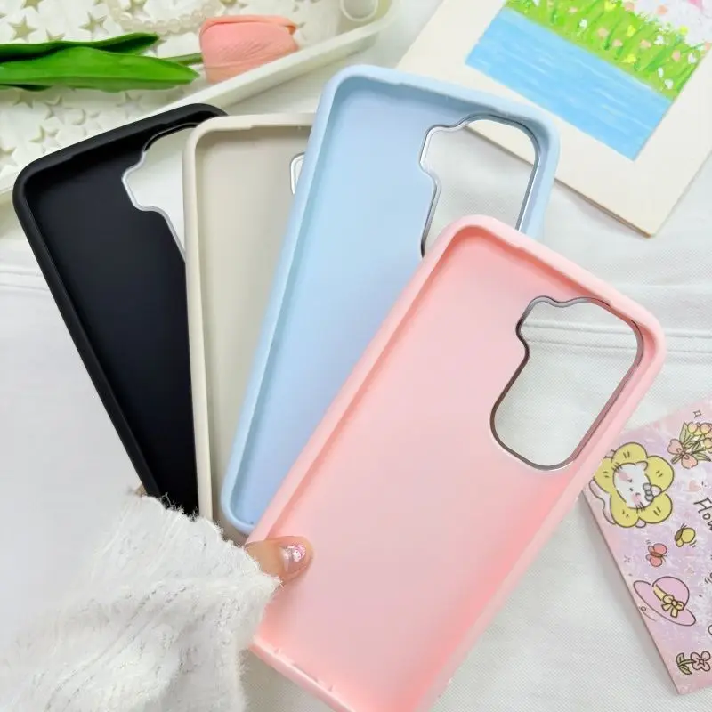 Enhanced Product Title: 
Simple Solid Color Electroplated Lens Frame Matte Silicone Shockproof Phone Case