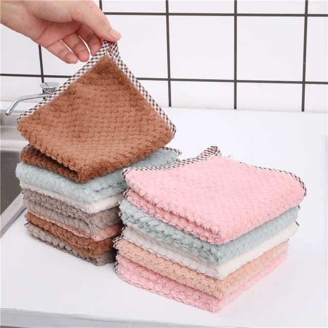 5PCS Pineapple Double-Sided Absorbent Rag Thick Towel Small Square