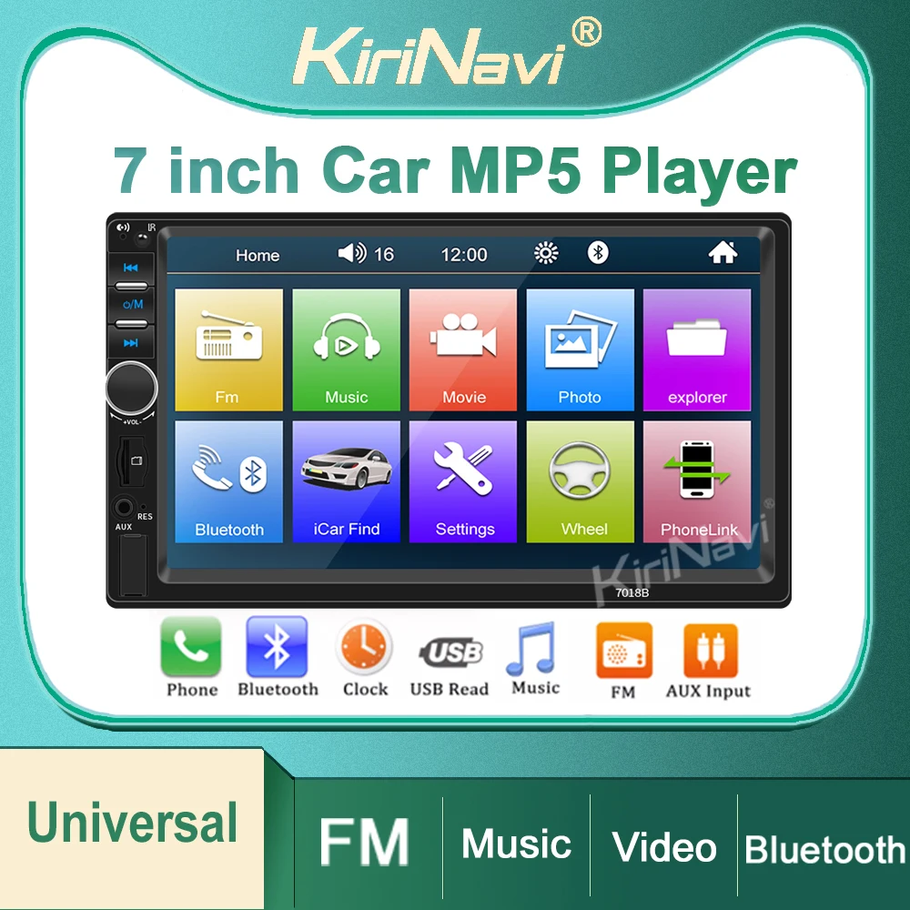 

Kirinavi 7 Inch Car Radio Multimedia Player 2 Din MP5 Music HD Video Audio USB Stereo Auto Bluetooth 5.1 FM Autoradio No 1DIN