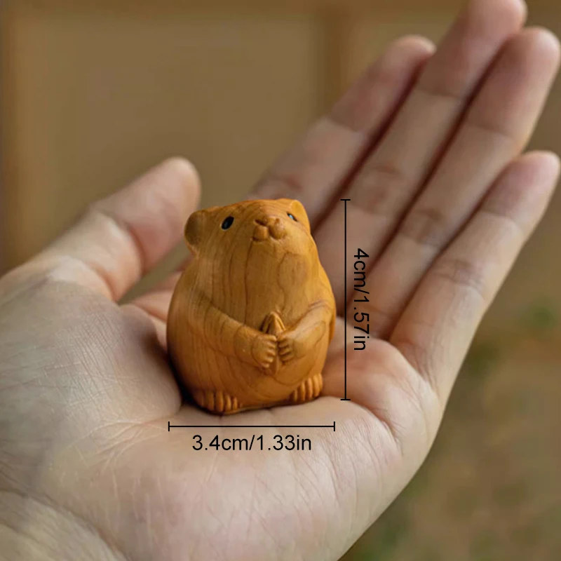 Description Picture 4 of itemMini Wood Carving Twelve Zodiac Ornaments Cute Mouse Ox Tiger Rabbit Dragon Snake Animal Decor Office Desktop Decor Kids Gift