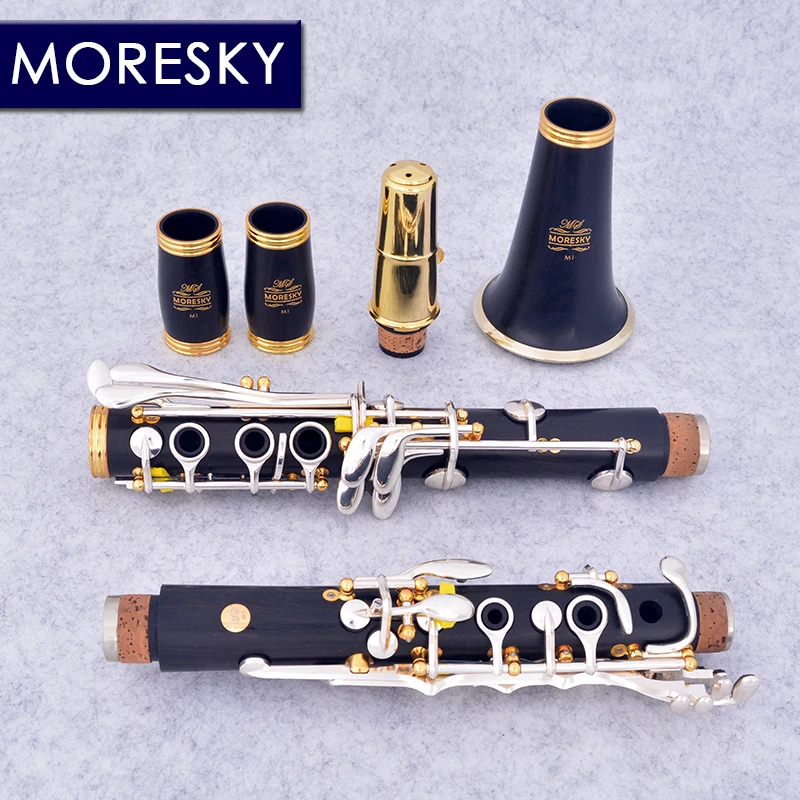 MORESKY Professional Ebony Clarinet Bb 17 Key Silver Plated Copper Grenadilla Wood Sib Klarnet M1&middot;a