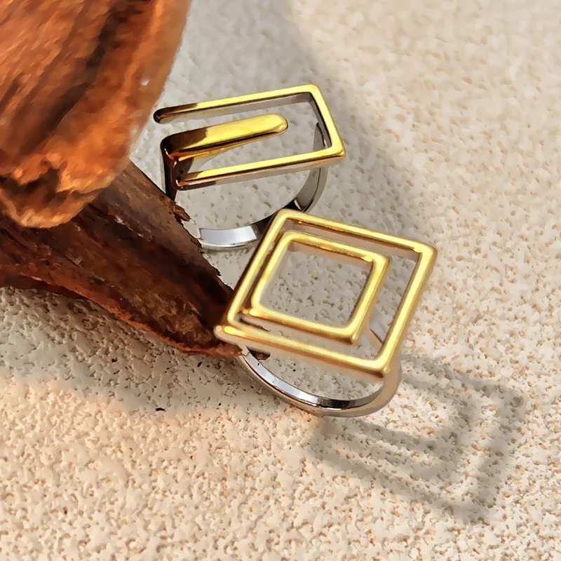 Fashion Hollow Wire Geometric Rings for Women Creative Versatile for Everyday Wear Mix Color Stainless Steel Finger Ring Jewelry