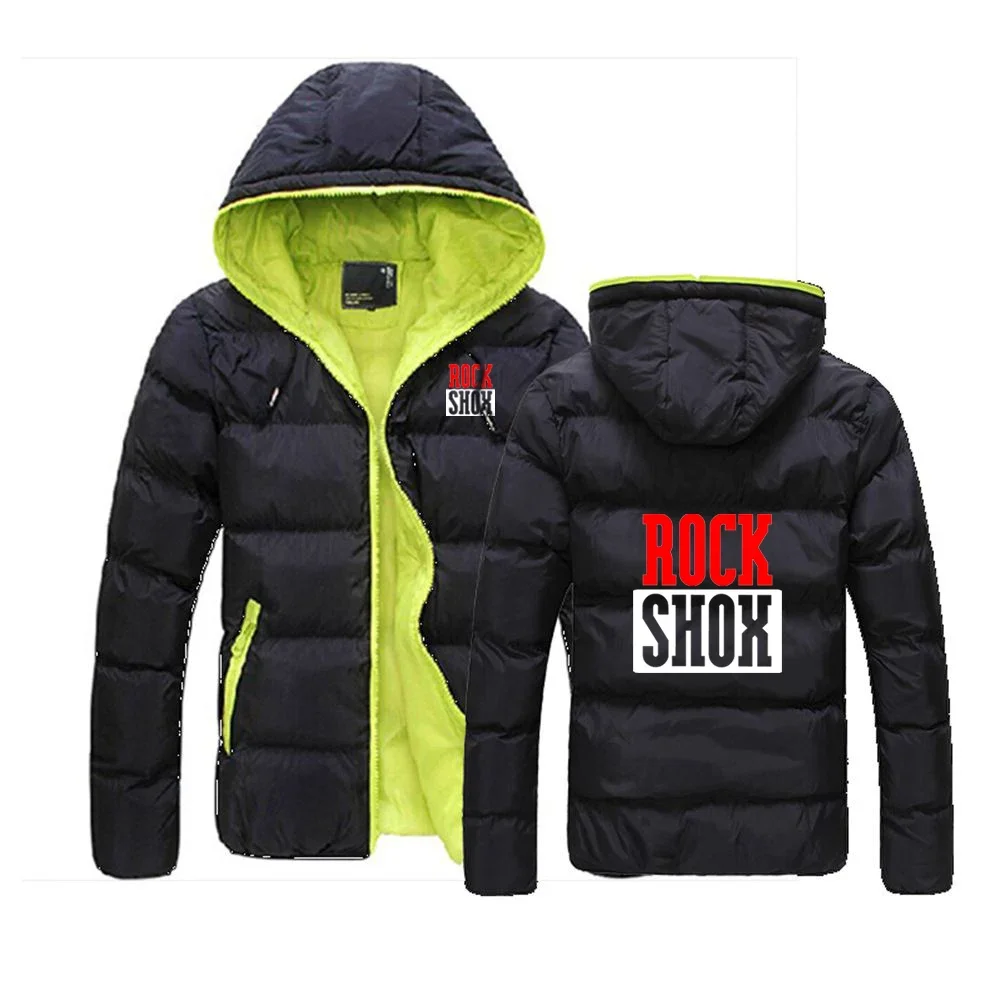 Rock Shox New Men'S Printing Winter Warm Cotton Casual Harajuku Hooded Down Felpe Con Cappuccio Moda Comode Uomo Zipper Down Jackets