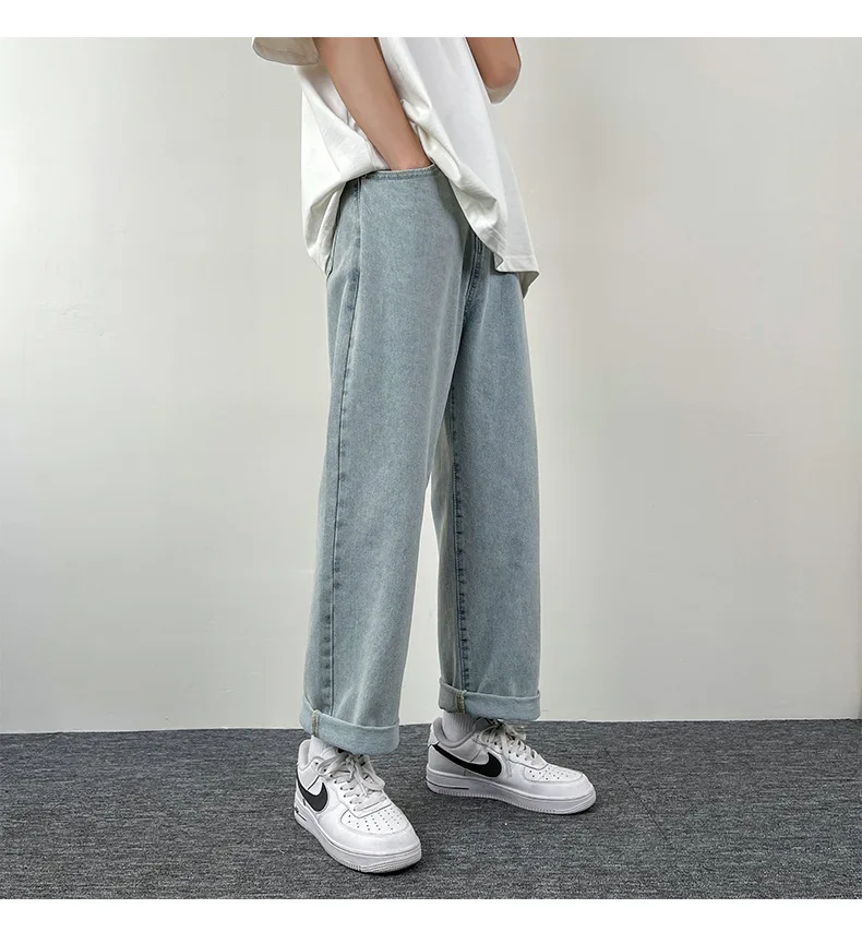 Men's Jeans Korean Euro US Style Straight & Wide Leg Denim Pants Trendy Solid Color & Black Design men jeans,mens jeans,jeans trousers,denim trousers