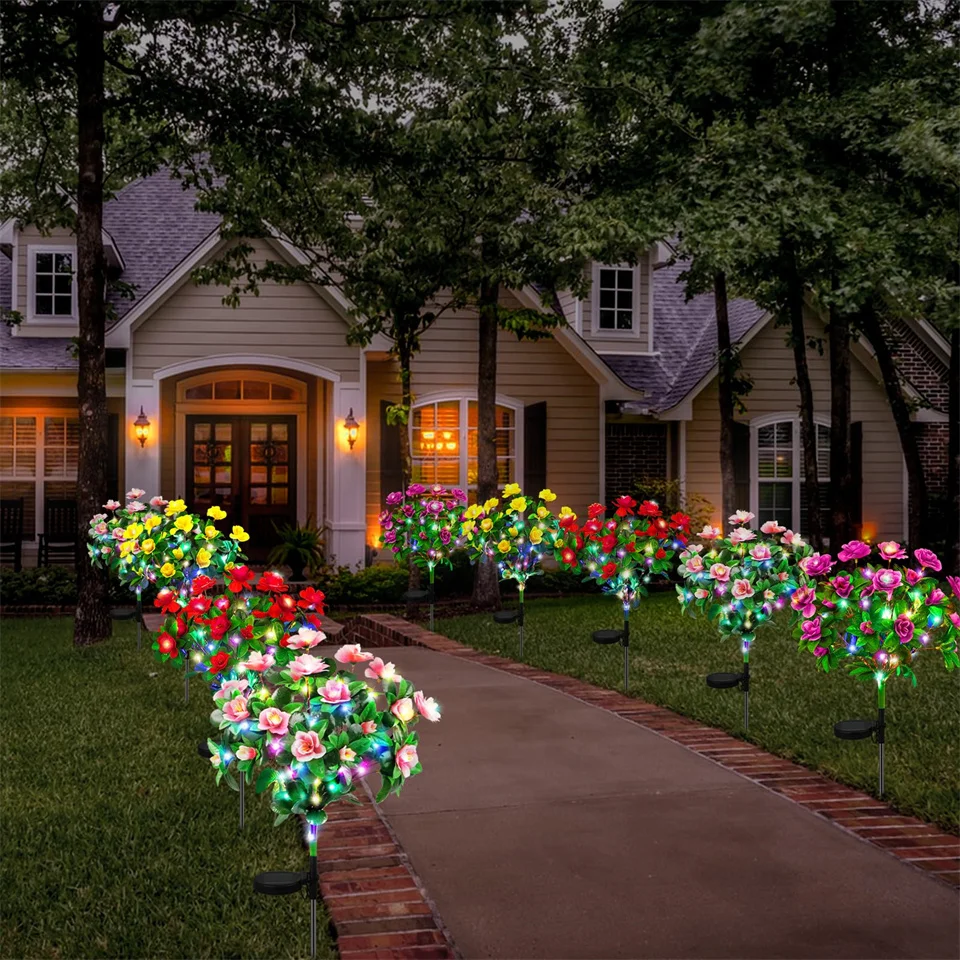 IP65 Waterproof LED Azalea Solar Flowers LightsOutdoor Landscape Light for Lawn Patio Garden Path Decorative Lighting Best Gift 4