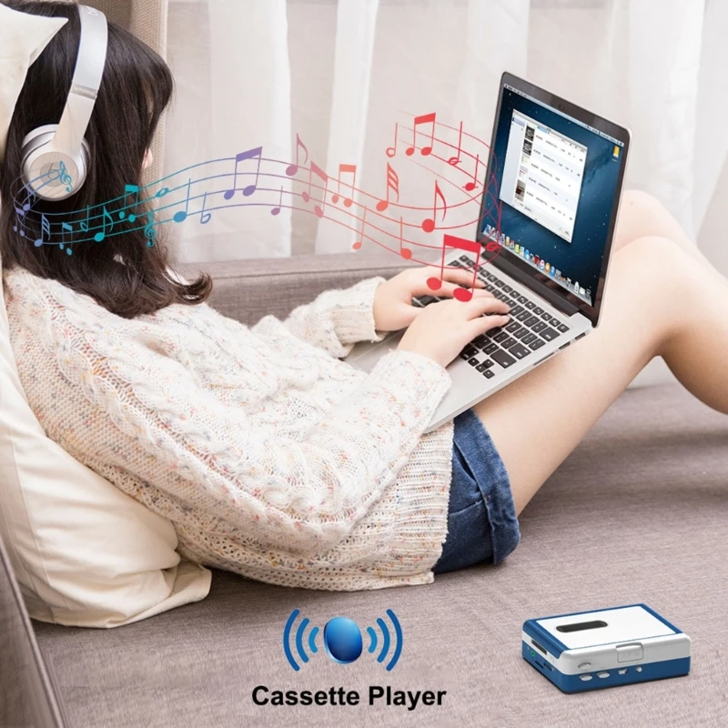 Portable Bluetooth-compatible Stereo Radio Cassette Transmitter Player Convert to MP3 Converter Player with Headphone
