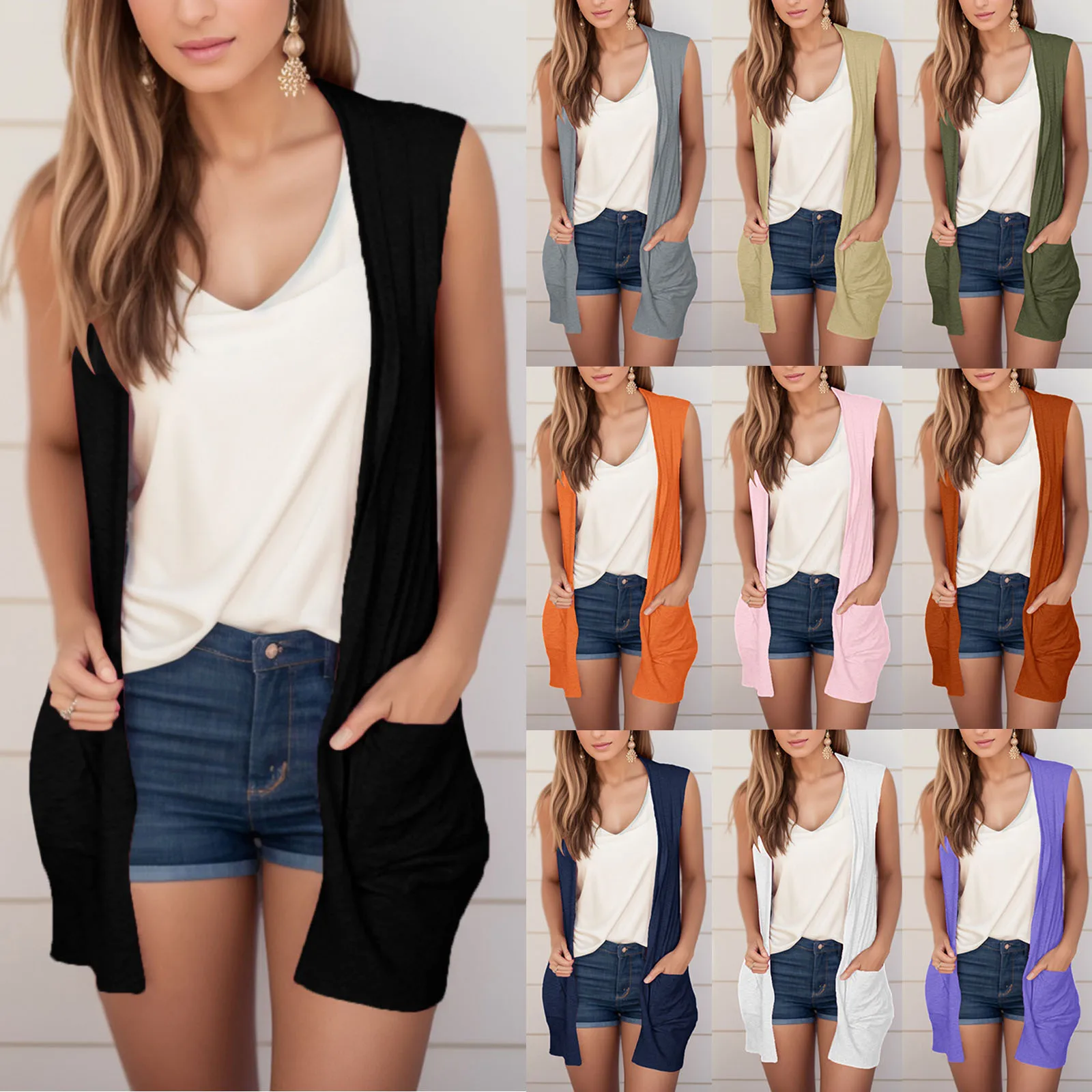 

Women Fashion Printing Coat Open Front Lightweight Cardigan Sleeveless Loose Ethnic Vintage Flower Camisas De Hombre Blusas