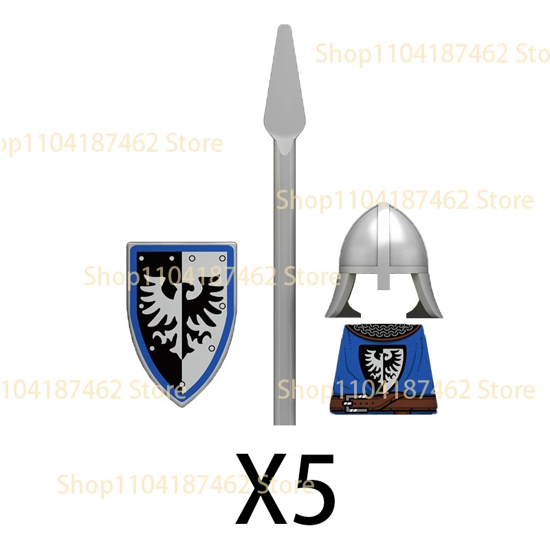 Medieval Knight Army Set with Green Dragon and Wolf Warrior Building Blocks
