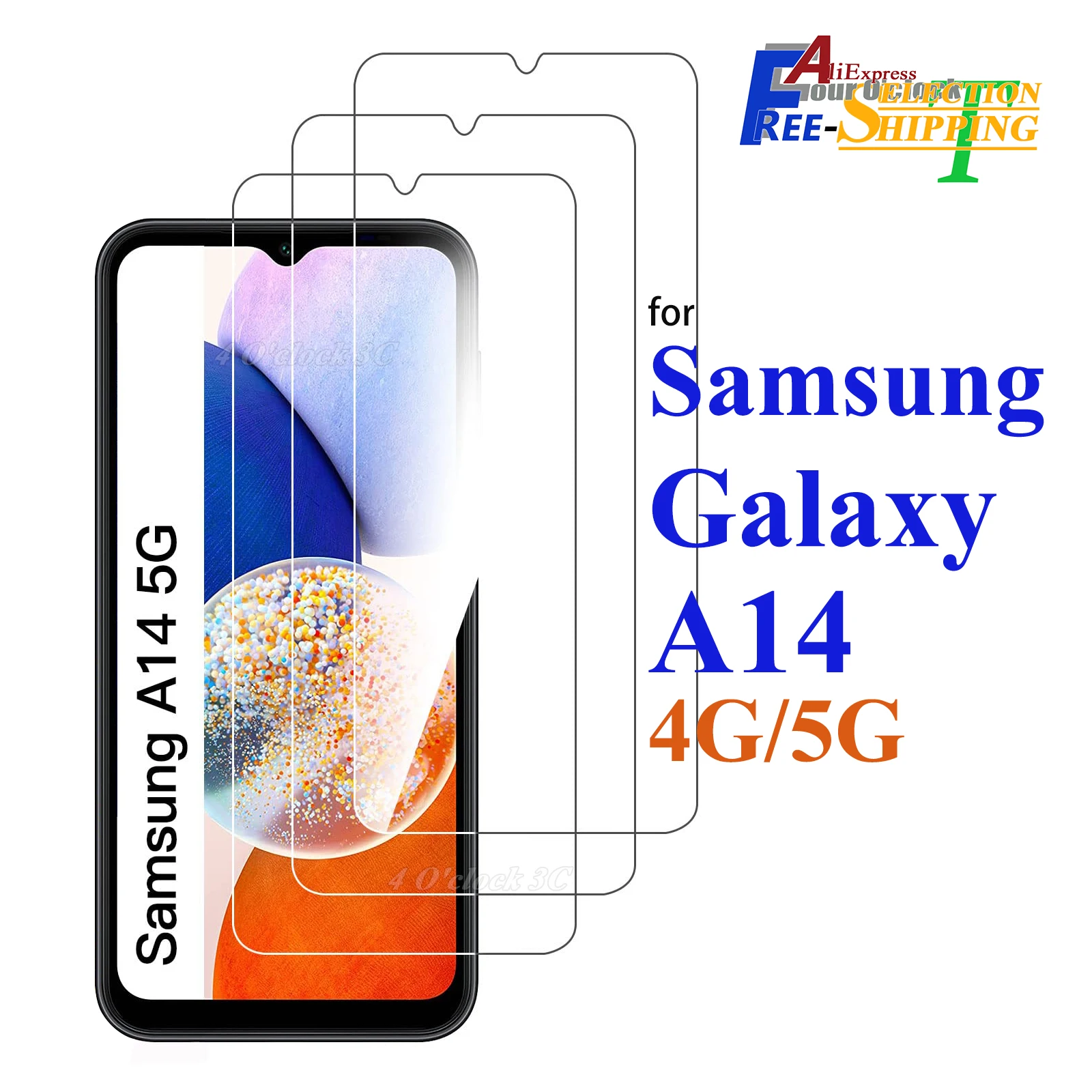 Für Samsung Galaxy A14 4G 5G Displayschutzfolie aus gehärtetem Glas, Kristallglimmer, 9H, HD, klar, transparent, hohes Aluminium, kratzfest