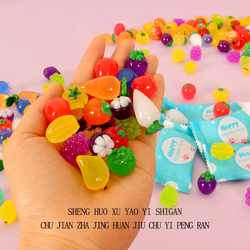 5 Bags Cute Mini Luminous Vegetable Model Children Play House Game Props Ornament Fake Candy Kids Birthday Party Favorite Gifts