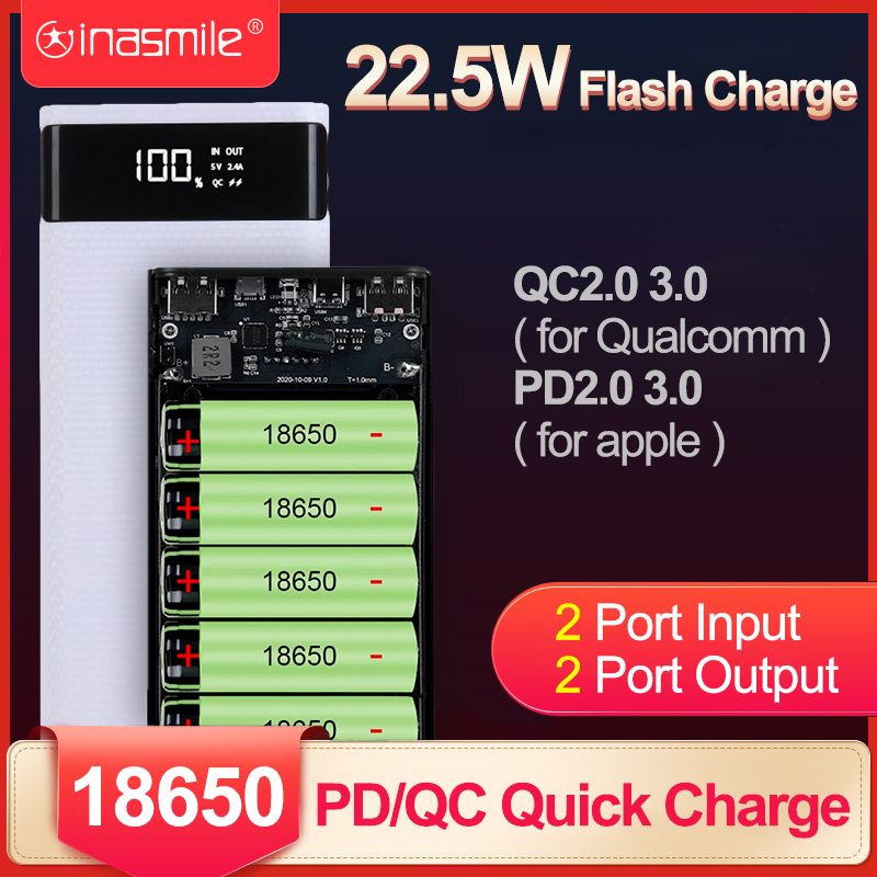  18650 Battery DIY Power Bank Case Charge Storage Box 5V Dual USB Type C Battery Holder Box PD QC3.0 Quick Charge For SmartPhones  
