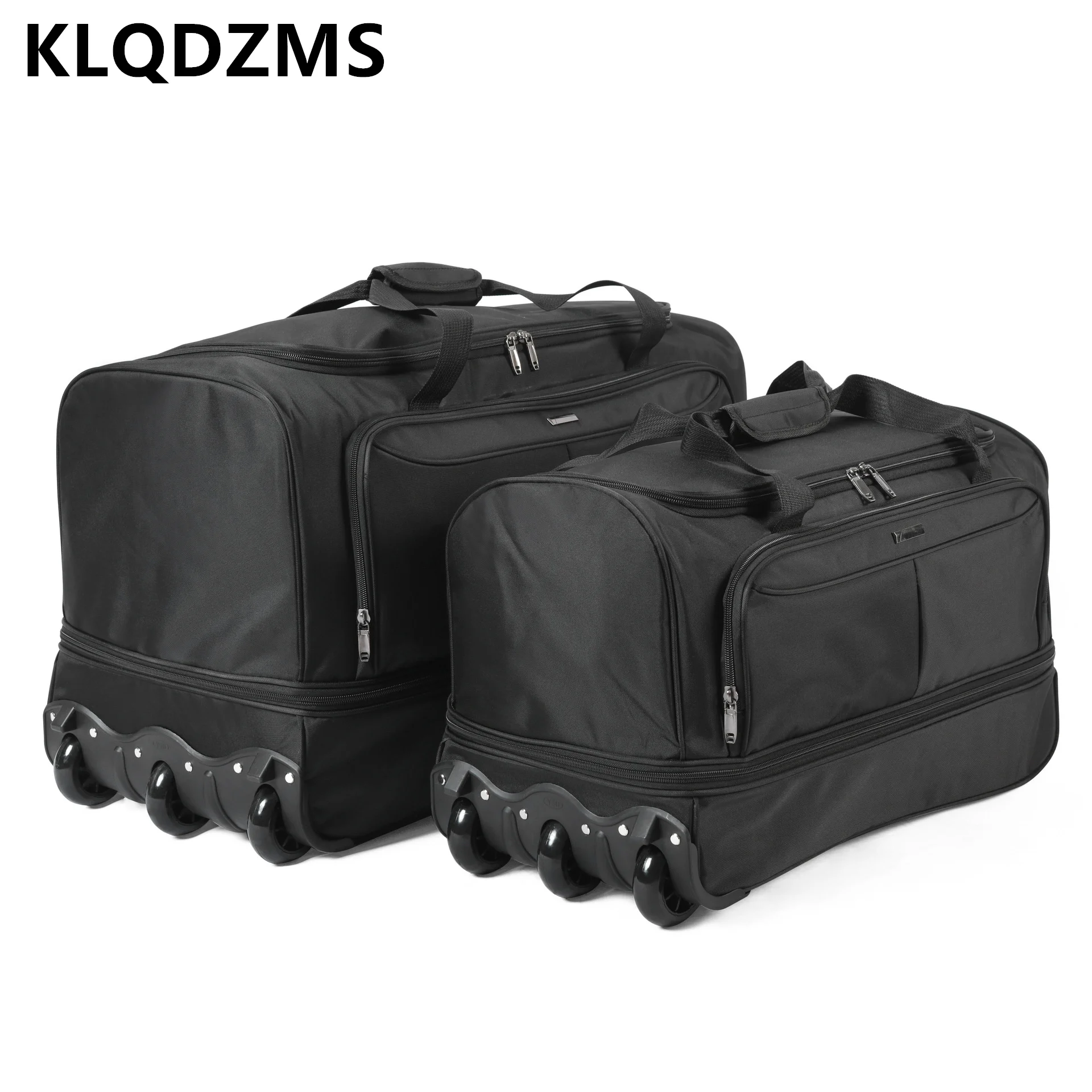 KLQDZMS 28”32 Inch Large Capacity Foldable Luggage Oxford Cloth Multifunctional Long-distance Durable Travel Bag Roller Luggage
