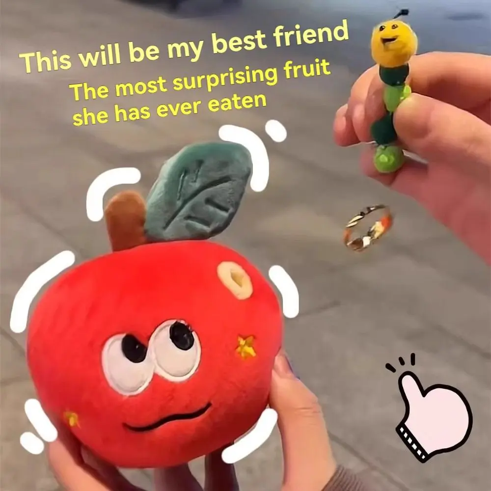 Fashion Cartoon Plush Fruit Doll Romantic Cute Creative Ring Organizer Fluffy Red Plush Mechanism Ring Toy Birthday Festival