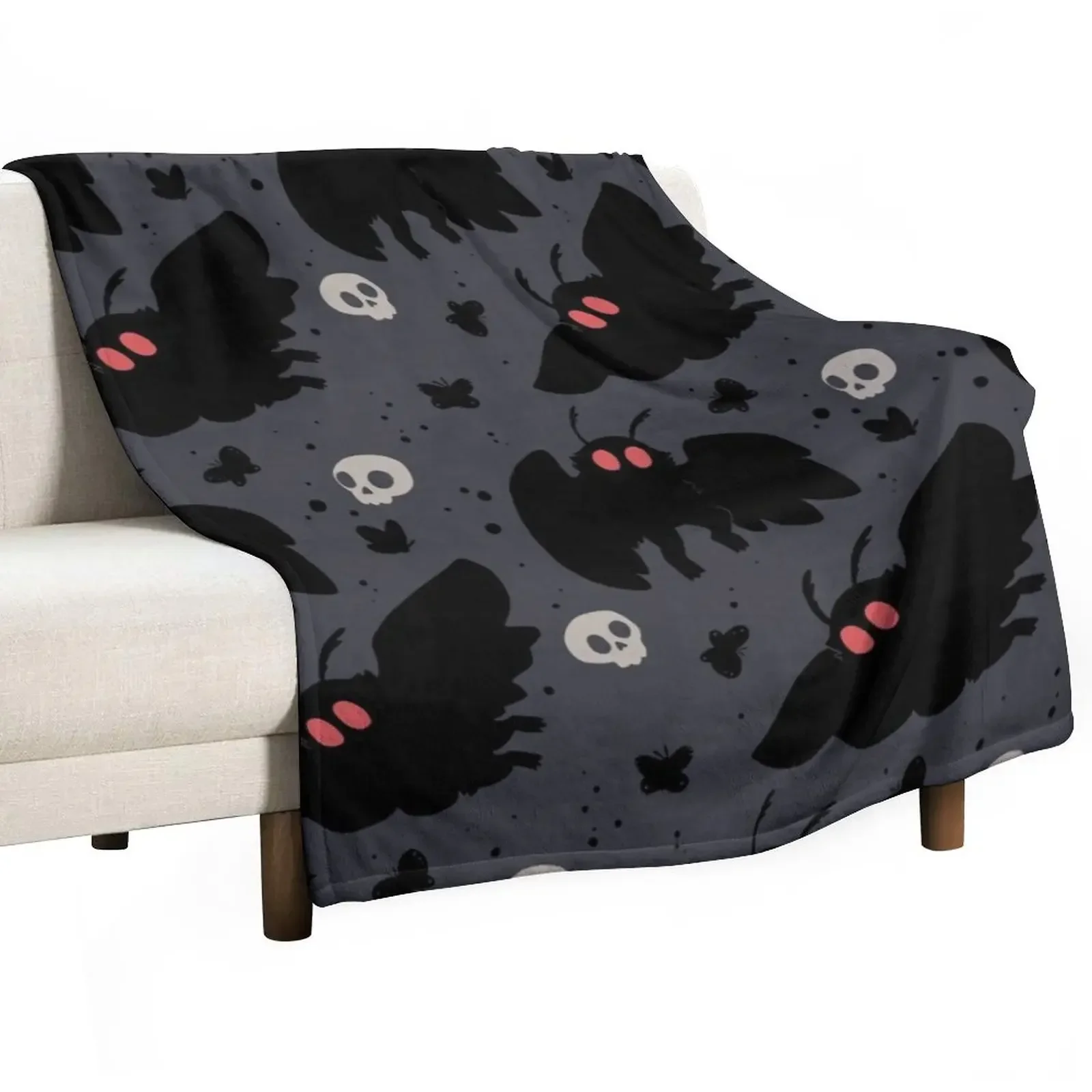 

Mothman - Night Grey Throw Blanket Retros Fluffy Softs Decorative Sofas Blankets