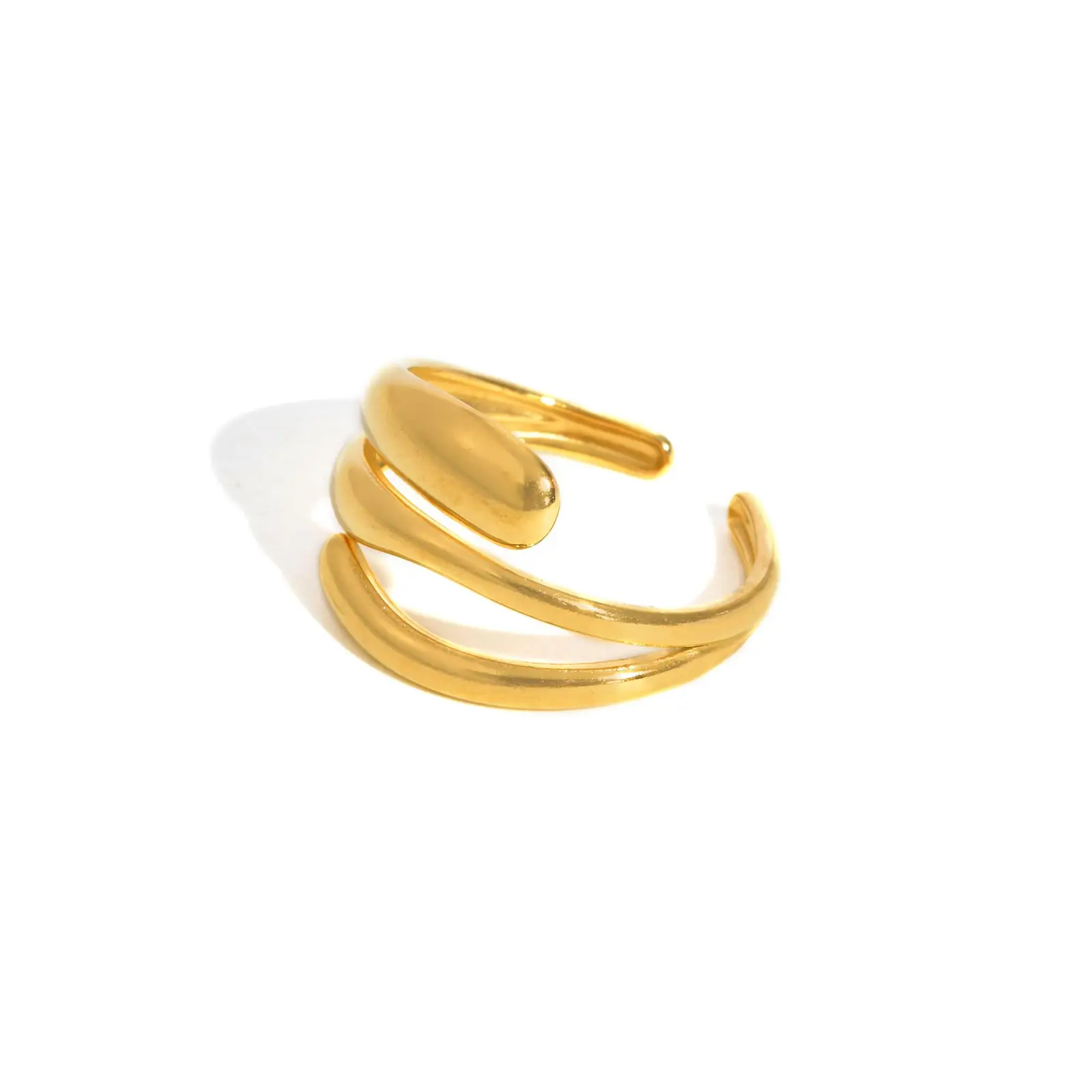 Stainless Steel Hollow Adjustable Open Ring Fine Three-layer Gold Plated Rings For Women Summer Finger Jewelry Accessories New – Detail 8