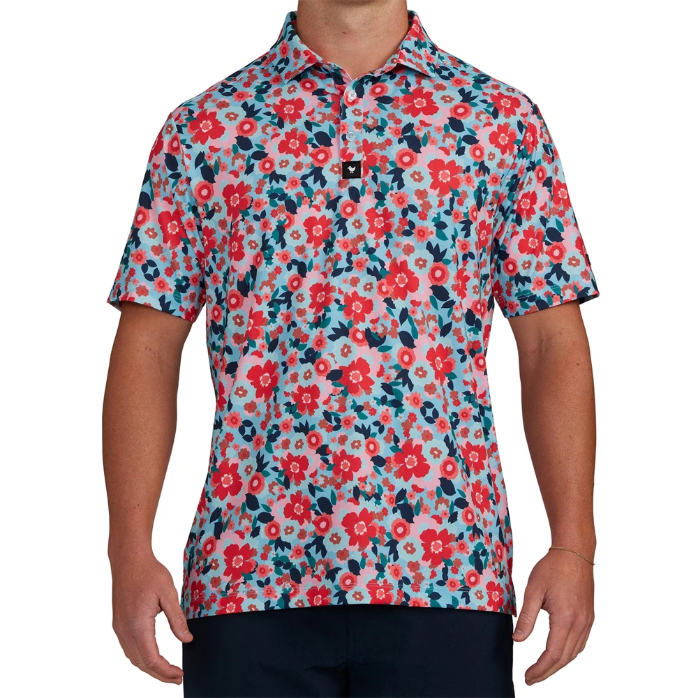 

2023 Men's Summer Golf Wear Floral Casual Print Fashion Tops Polo Clothing Short Sleeve T-Shirt Quick Dry Breathable Polos Shirt