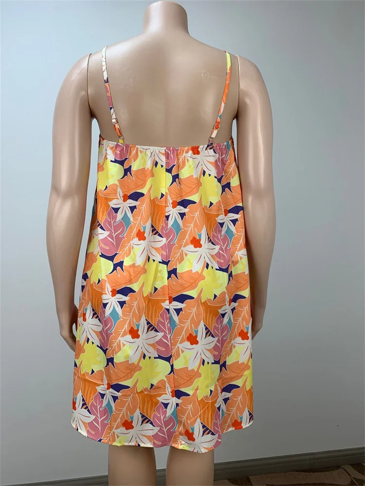 Wmstar Plus Size Dresses for Women Flower Printed Sleeveless Fashion Party Loose Stretch Maxi Dress Wholesale Dropshipping 2024