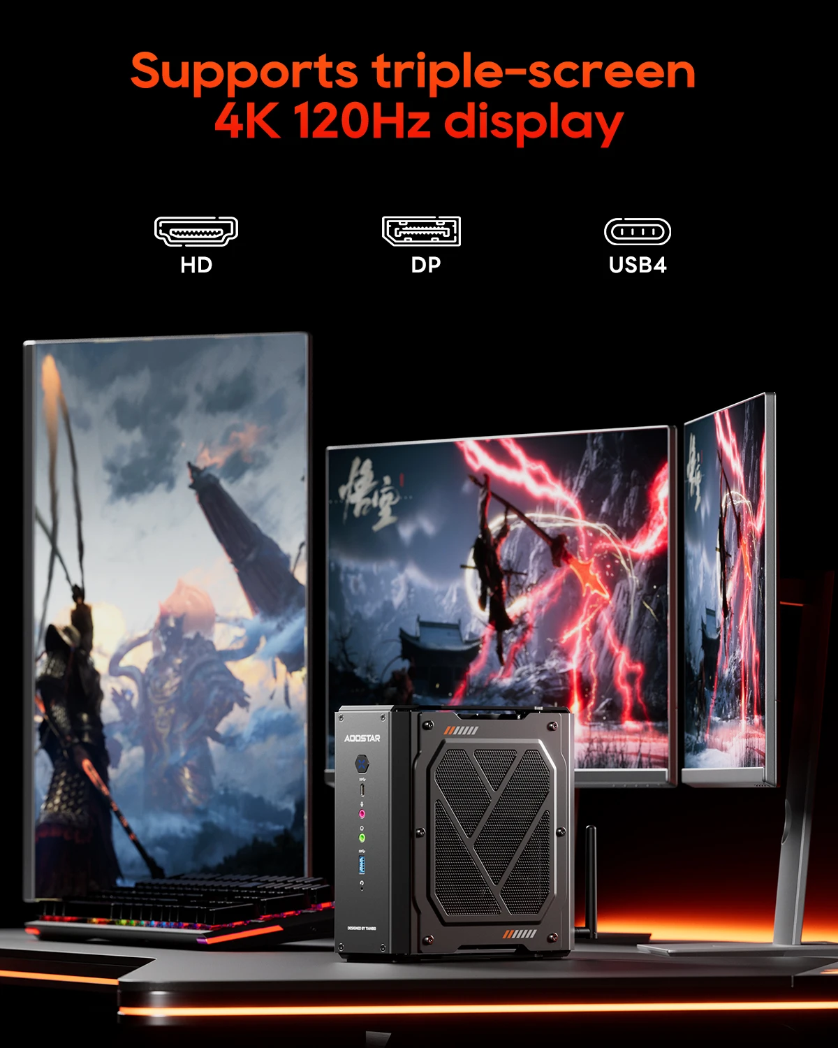 AOOSTAR GODY Mini PC Gamer AMD Ryzen 9 7940HX+RX7600XT WiFi7