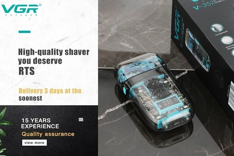 Vgr Professional Electric Shaver Rechargeable Beard Trimmer Men_voghion.com