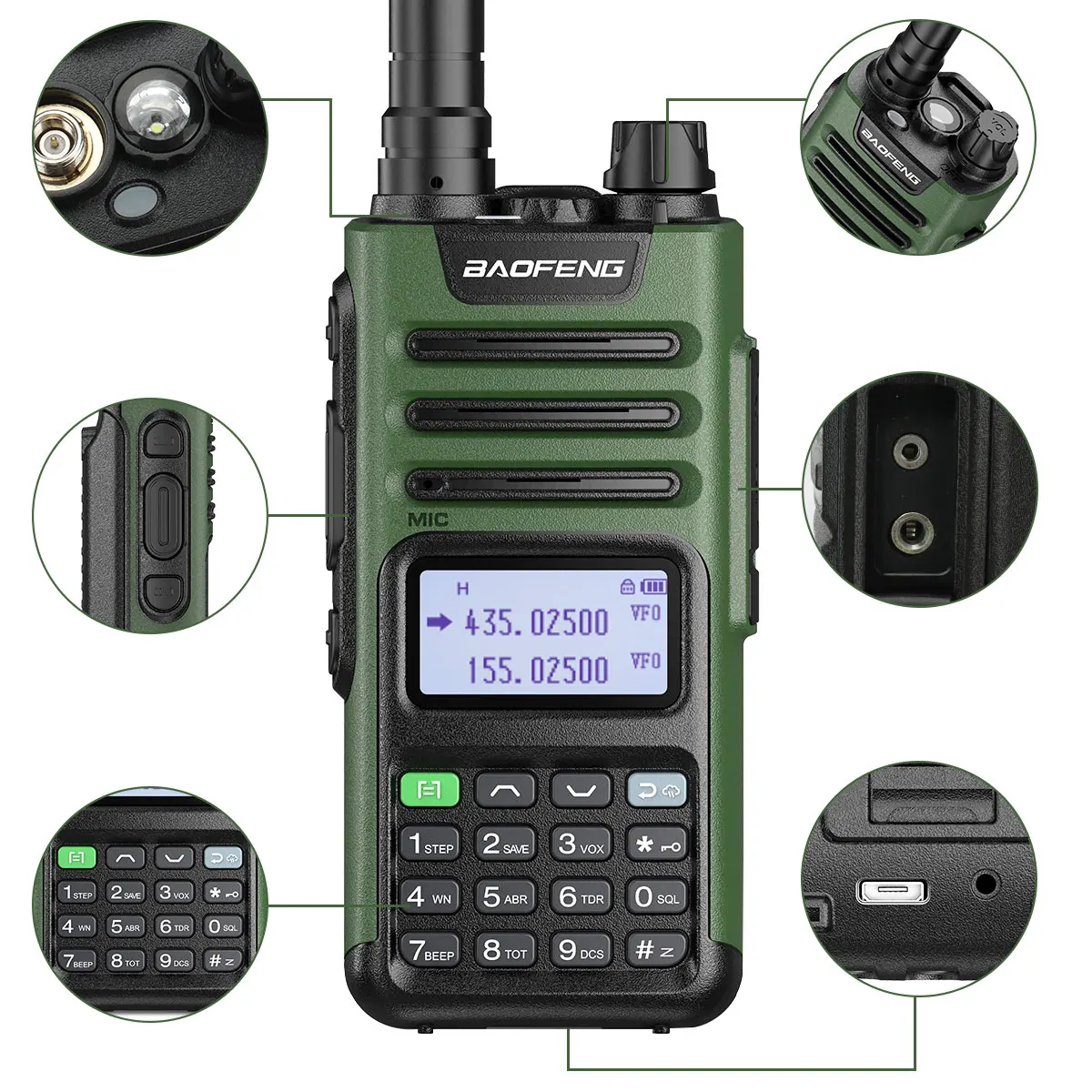 BaoFeng UV-13 PRO V2 High Power Dual Band Walkie Talkie Type C Charger 50 KM Long Range Transceiver Ham Two Way Radio 6