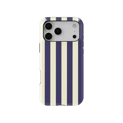 Luxurious Double - layer Striped Navy & Yellow Phone Case - iPhone 14 Plus (FLR - 363YJJ01158A1)