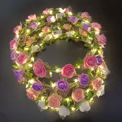 Wedding Party Crown Flower Headband LED Light Wreath Garland Decoration Women Girl Birthday Favor Luminous Hair Garland Hairband
