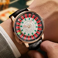 PINDU Design nouveau NH35A montres mécaniques hommes bouton poussoir tourner russe Roulette jeu saphir miroir diamant cadran montre pour hommes 5