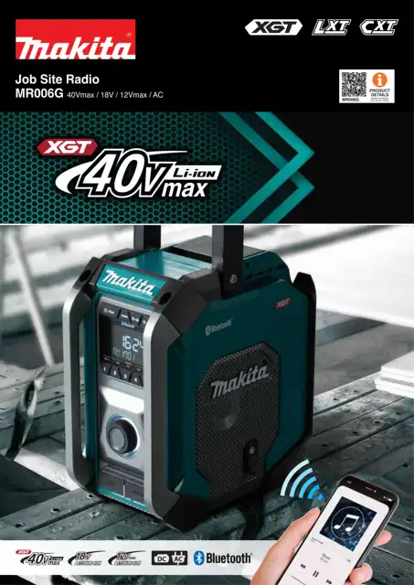 Makita MR006G Rechargeable Military Green Radio With Subwoofer, 12V, Can Be  Connected To Bluetooth