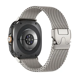Milanese Loop Stainless Steel Watch Strap - Premium Parachute Bracelet Design - Galaxy watch Ultra (Thick Titanium)