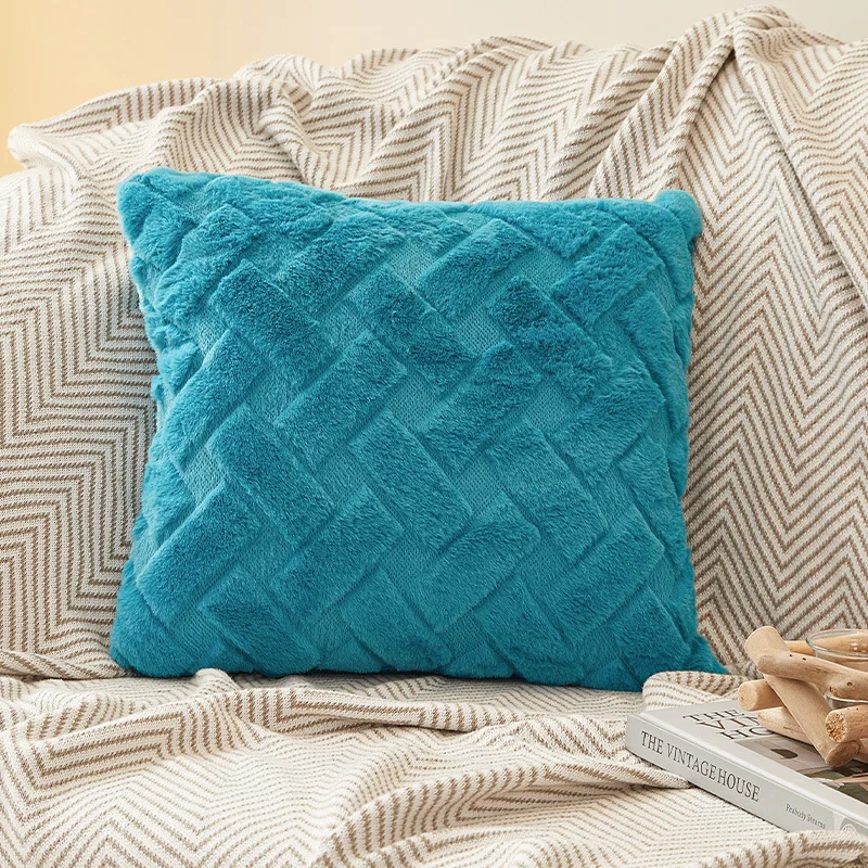 Luxurious Plush Throw Pillow Cover - Soft Cotton Decorative Cushion Case for Sofa, Bed, and Living Room Decor