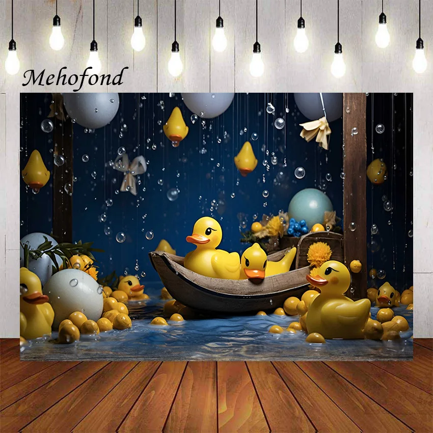 

Mehofond Photography Background Little Yellow Duck bubble Kid 1st Birthday Party Cake Smash Portrait Decor Backdrop Photo Studio