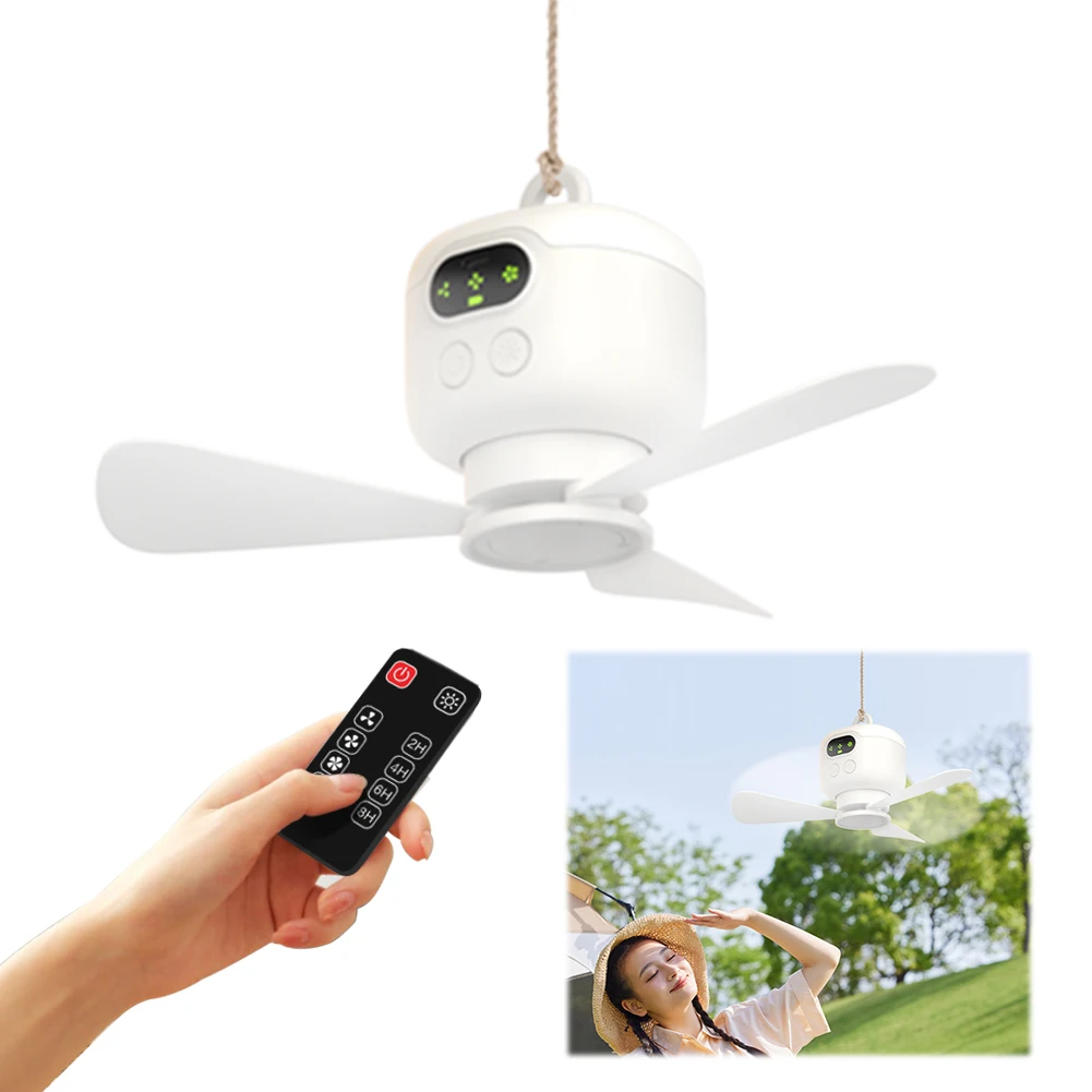 Hanging Fan Battery Operated Camping Fan with Remote Control USB Rechargeable Fan 3 Wind Speed for Emergency Survival