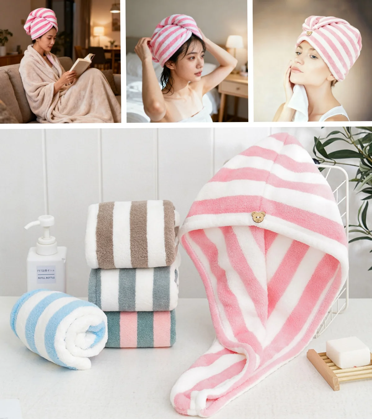 1 Pezzo Asciugacapelli Da Donna Quick-dry, Fascia Turbante - Foto 4