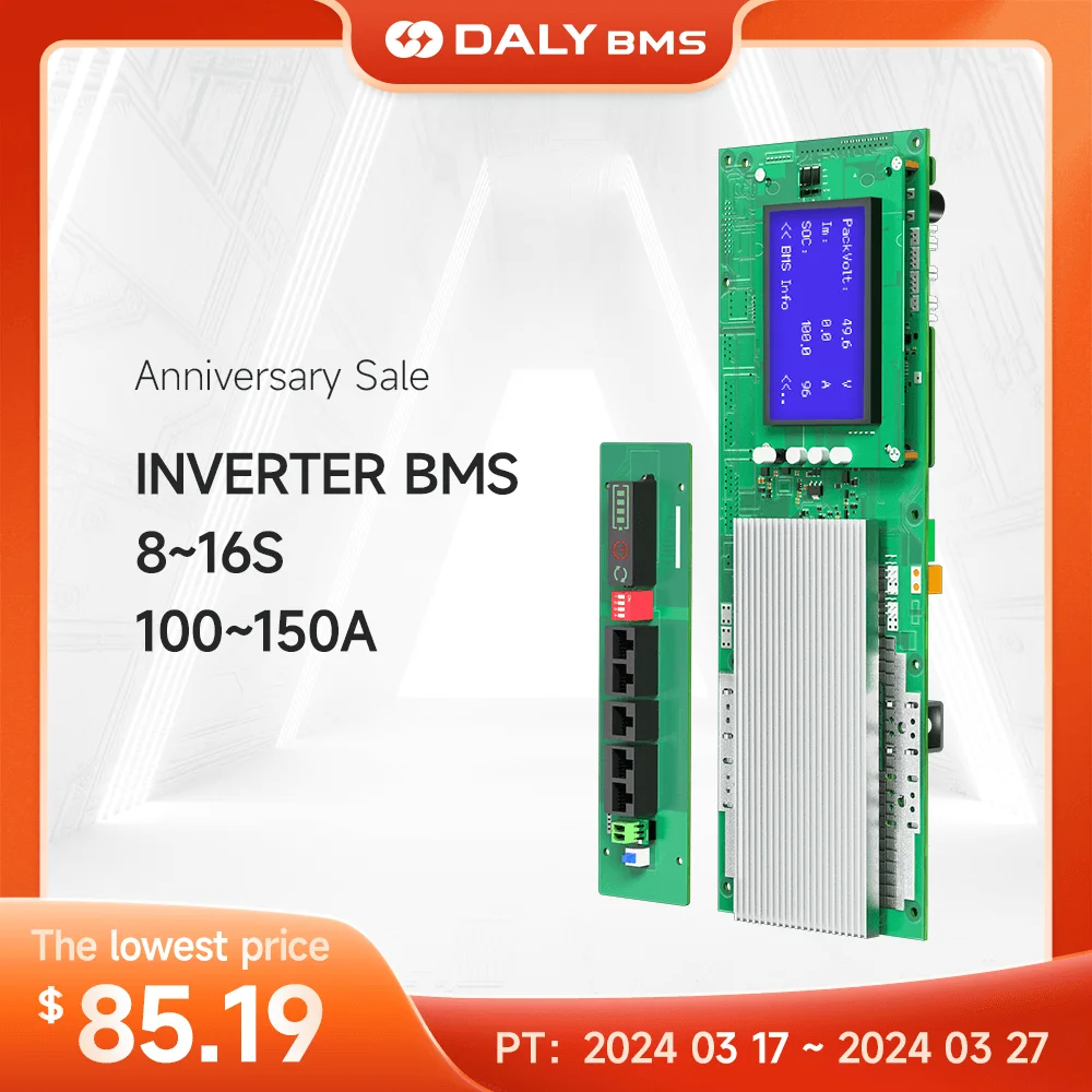 Daly BMS домашнее хранение энергии BMS 8S 24V LiFepo4 батарея BMS напряжение 16S 48V 100A CANBUS RS485 RS232 солнечная система