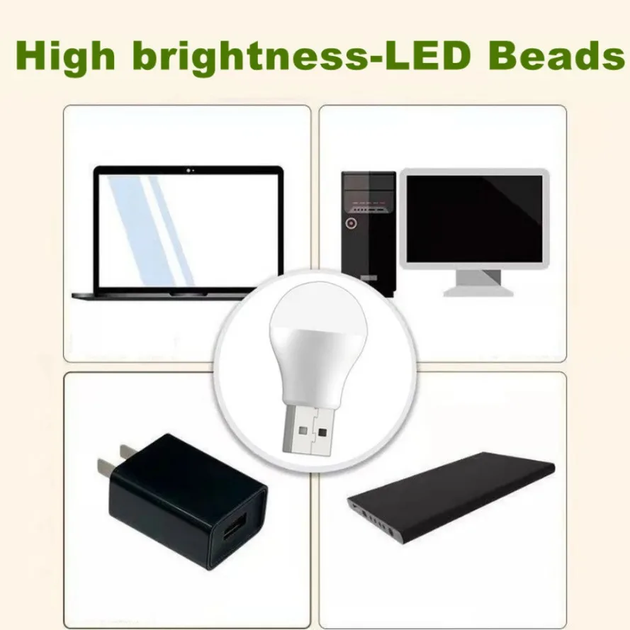 5PCS Mini 5V 1W Super Bright Eye Protection Book Light USB Plug Computer Mobile Power Charging LED Night Light mini led light